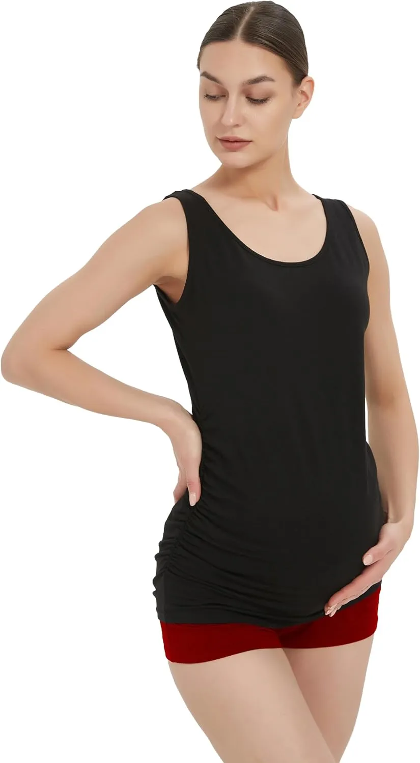Maternity Tank Top for Women Cotton Comfy SleevelessYoga Workout Pregnancy Basic Vest Athletic Mama Clothes