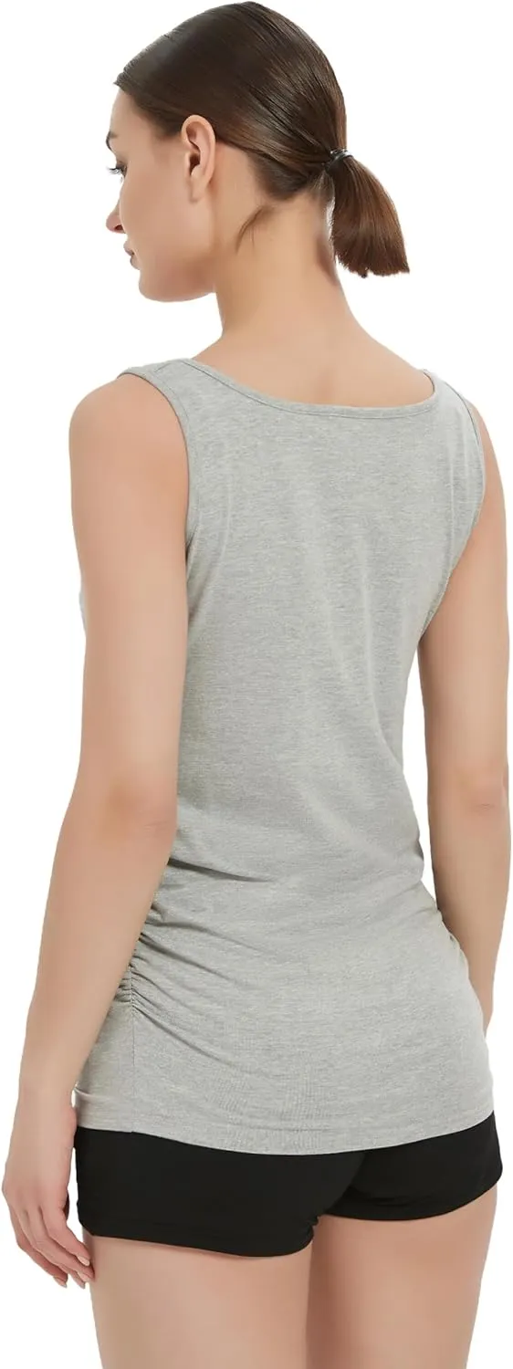 Maternity Tank Top for Women Cotton Comfy SleevelessYoga Workout Pregnancy Basic Vest Athletic Mama Clothes