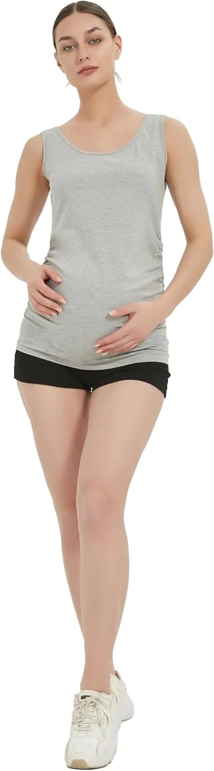 Maternity Tank Top for Women Cotton Comfy SleevelessYoga Workout Pregnancy Basic Vest Athletic Mama Clothes