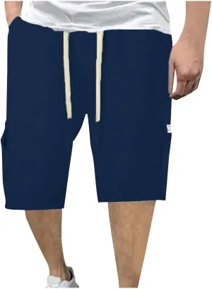 Men Elastic Waist Athletic Shorts with Drawstring Sports Gym Running Pants Quick Dry Workout Summer Activewear
