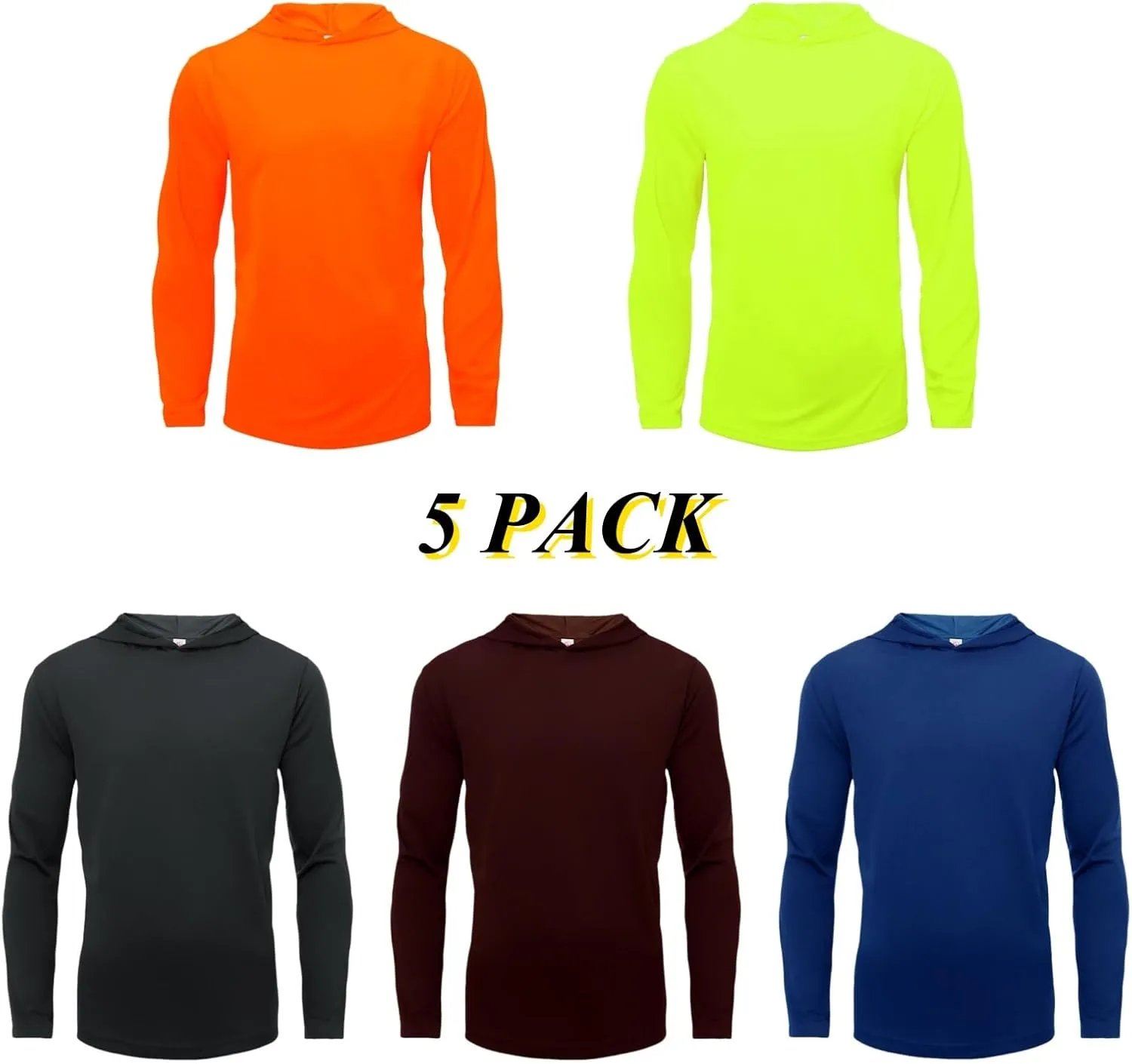 Men UPF 50  Sun Protection Hoodie Long Sleeve T Shirts Pack Quick Dry Shirt for Athletic Running Activewear Workout