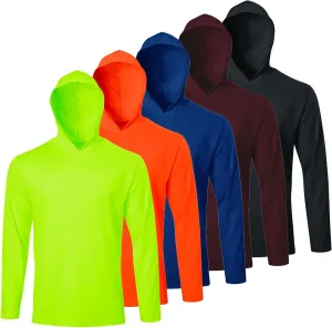 Men UPF 50  Sun Protection Hoodie Long Sleeve T Shirts Pack Quick Dry Shirt for Athletic Running Activewear Workout