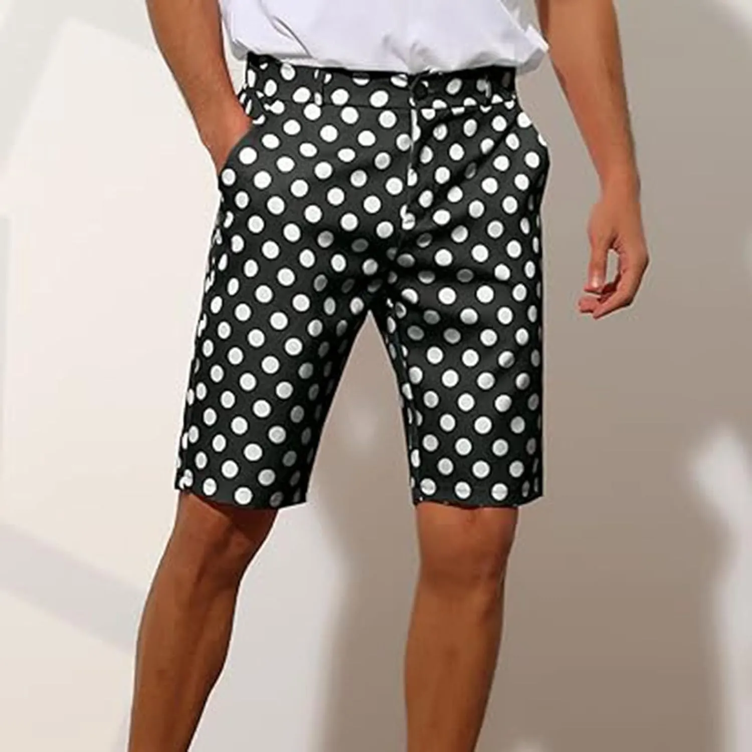 Men's Athletic Gym Shorts Quick Dry Dot Printed Casual Basketball Shorts with Pockets for Running Workout Activewear
