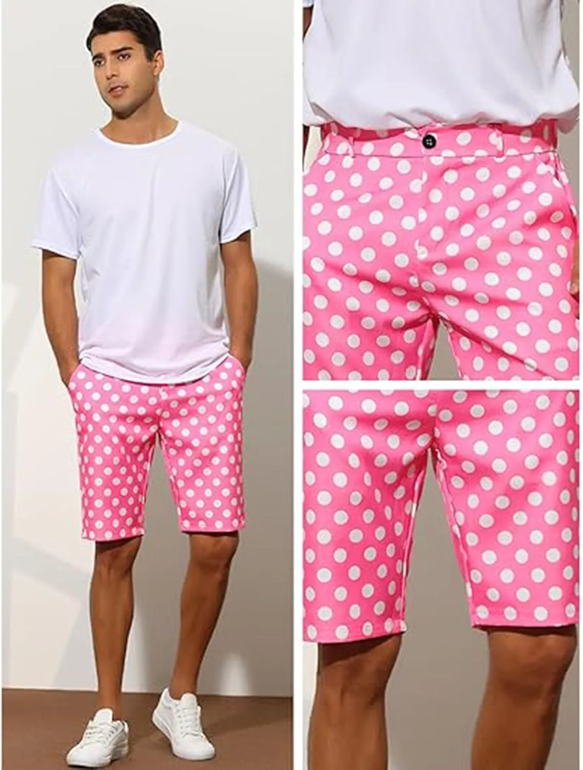 Men's Athletic Gym Shorts Quick Dry Dot Printed Casual Basketball Shorts with Pockets for Running Workout Activewear