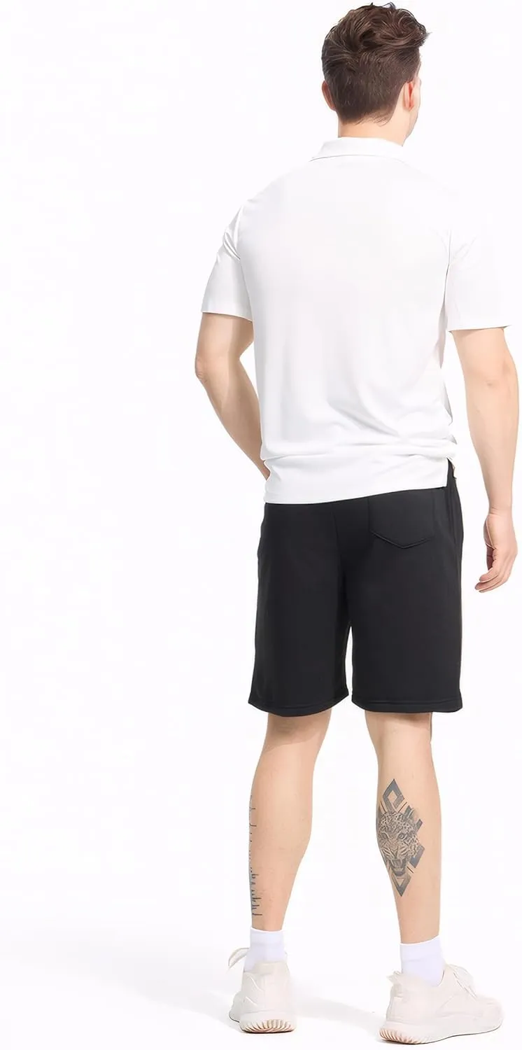Mens Athletic Shorts 3 Pack Woven Dry Fit Gym Shorts with Zipper Pockets Drawstring for Activewear