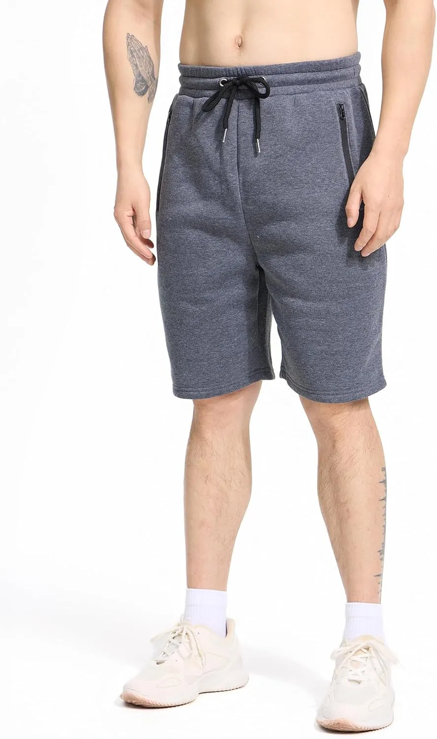 Mens Athletic Shorts 3 Pack Woven Dry Fit Gym Shorts with Zipper Pockets Drawstring for Activewear