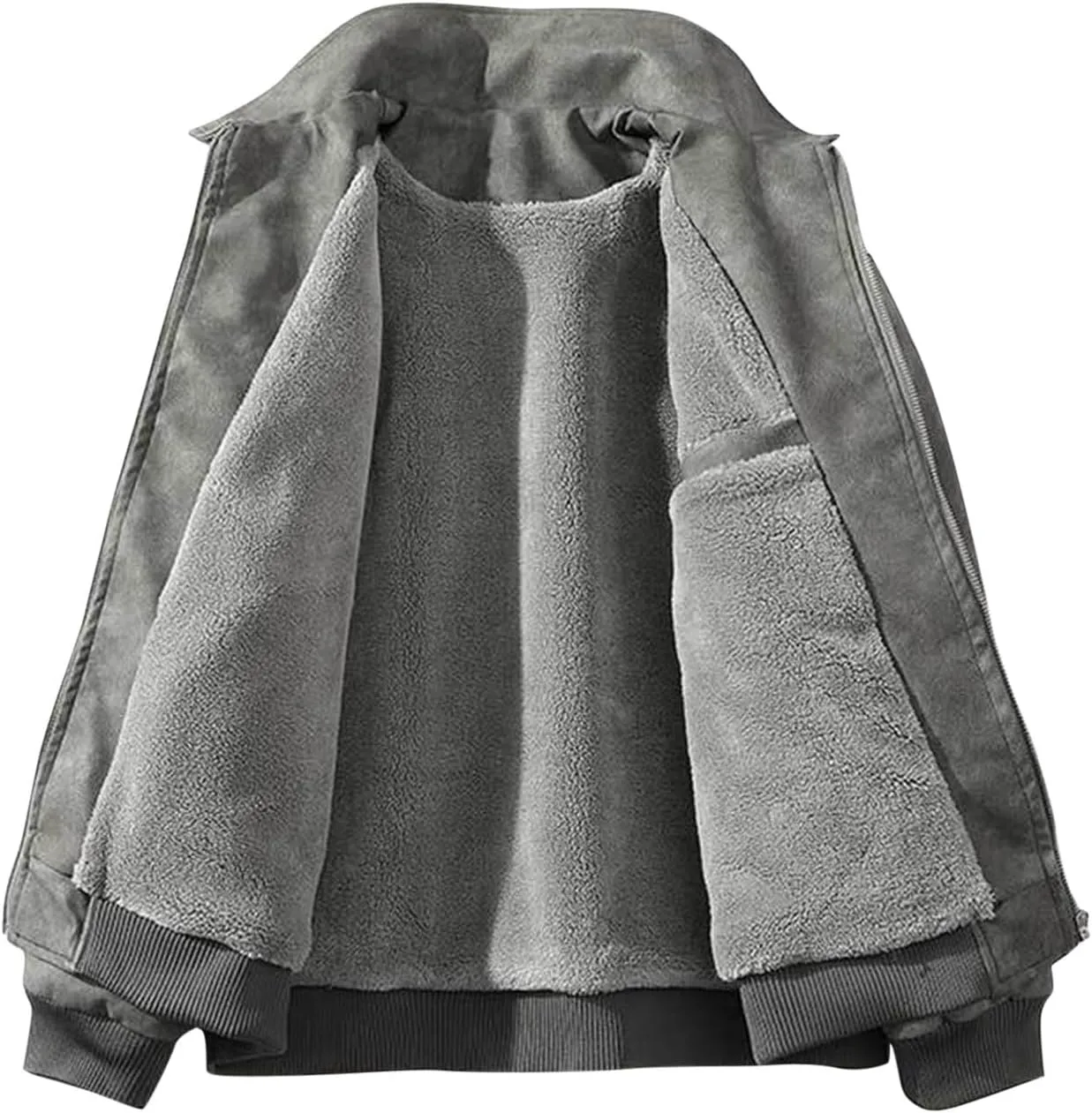 Mens Bomber Jacket Cozy Sherpa Lined Winter Jackets Coats Lapel Full-Zip Insulated Water Outerwear Plus Size Shacket