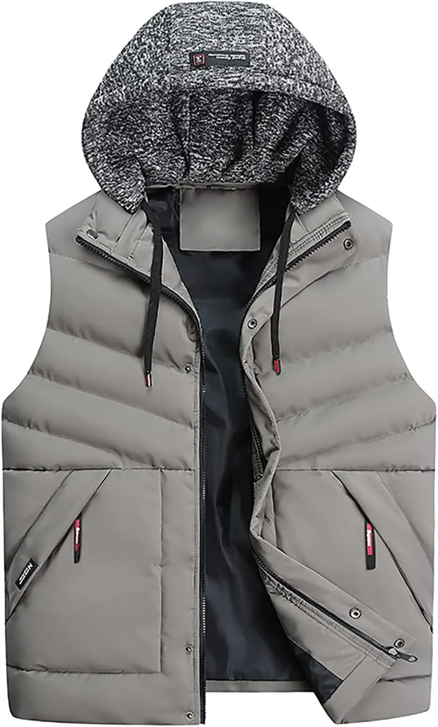 Mens Coats and Jackets Stylish Sleeveless Vest Jacket Coat Outwear Tops Drawstring Hooded Vest Jackets