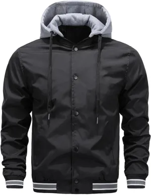 Men's Colorblock Hoodie Fashion Jacket Casual Button Down Long Sleeve Lightweight Regular Fit Hooded Shacket Jackets