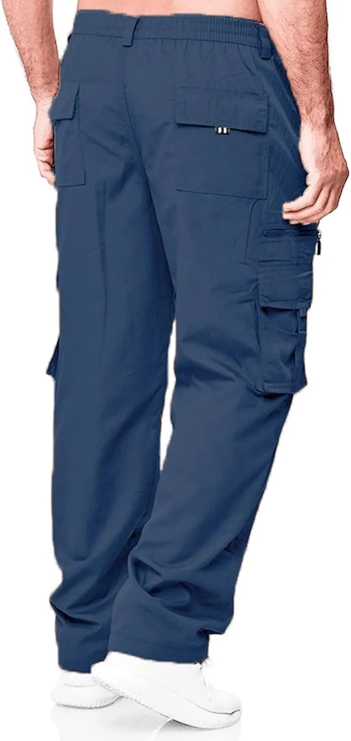 Mens Fashion Joggers Sweatpants Multi Woven Pocket Foot Rope Solid Pants Street Cargo Yoga Athletic Lounge Trousers
