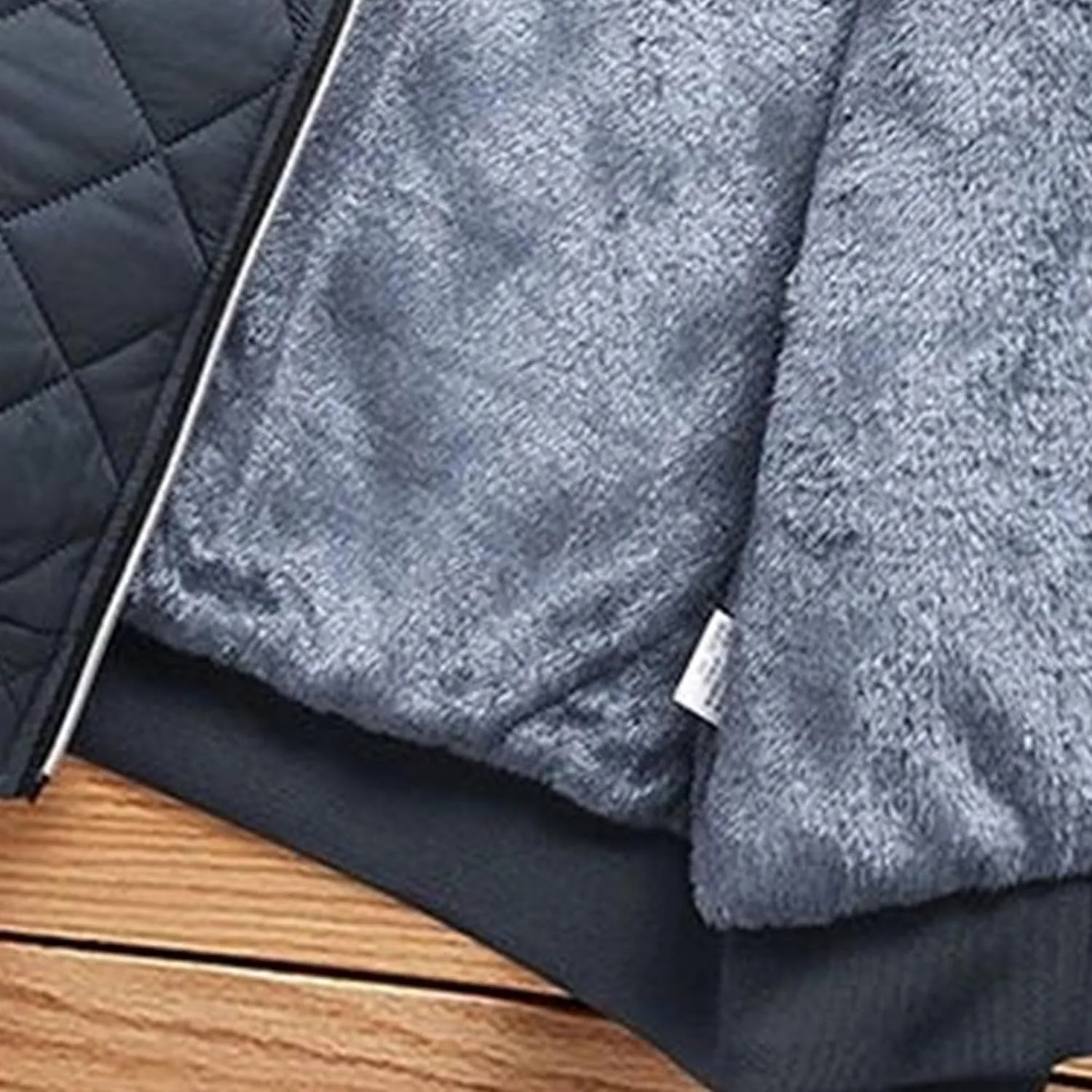 Men's Fleece Lined Quilted Jackets Winter Parka Stand Collar Padded Jackets Casual Windproof Bomber Coat