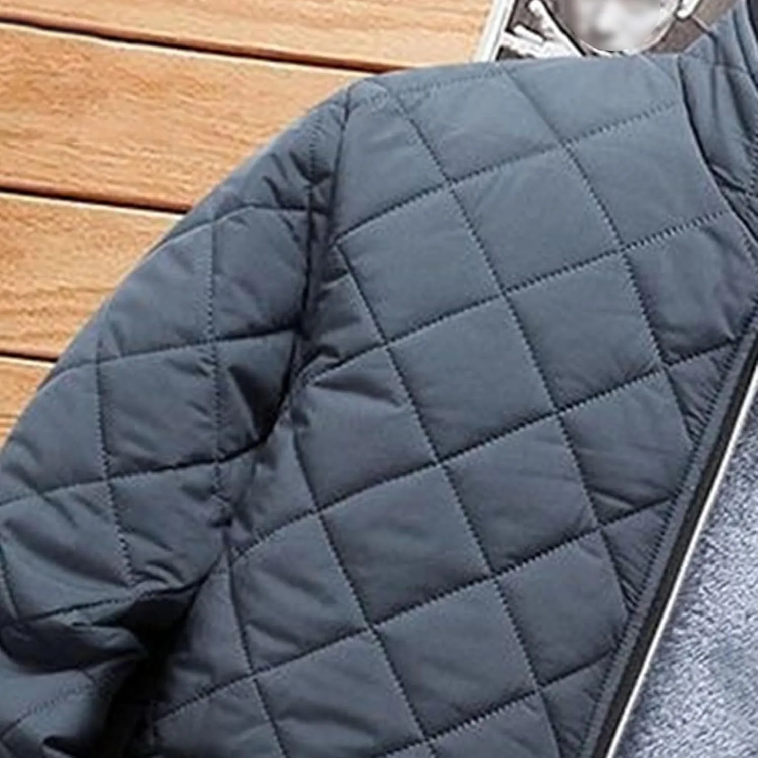 Men's Fleece Lined Quilted Jackets Winter Parka Stand Collar Padded Jackets Casual Windproof Bomber Coat