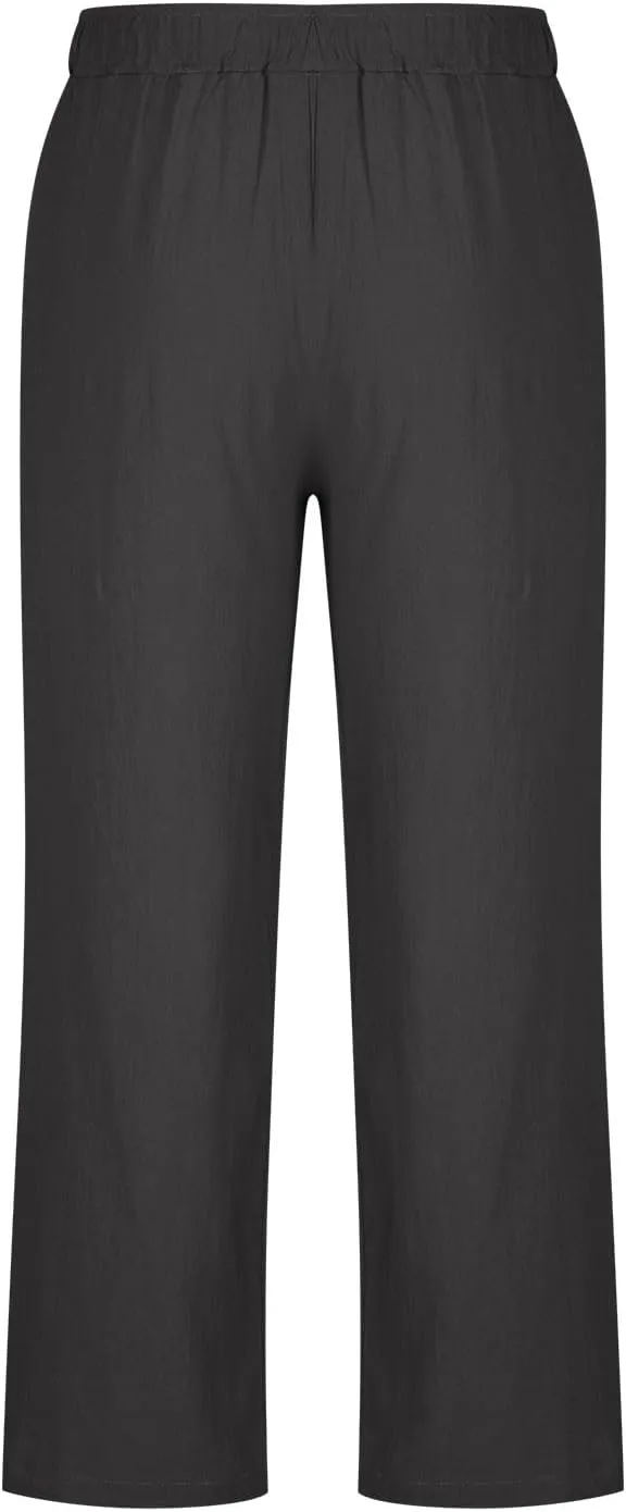 Mens Linen Harem Drawstring Pants Casual Elastic Waist Lightweight Trouser Hippie Loose Wide Leg Pants with Pocket