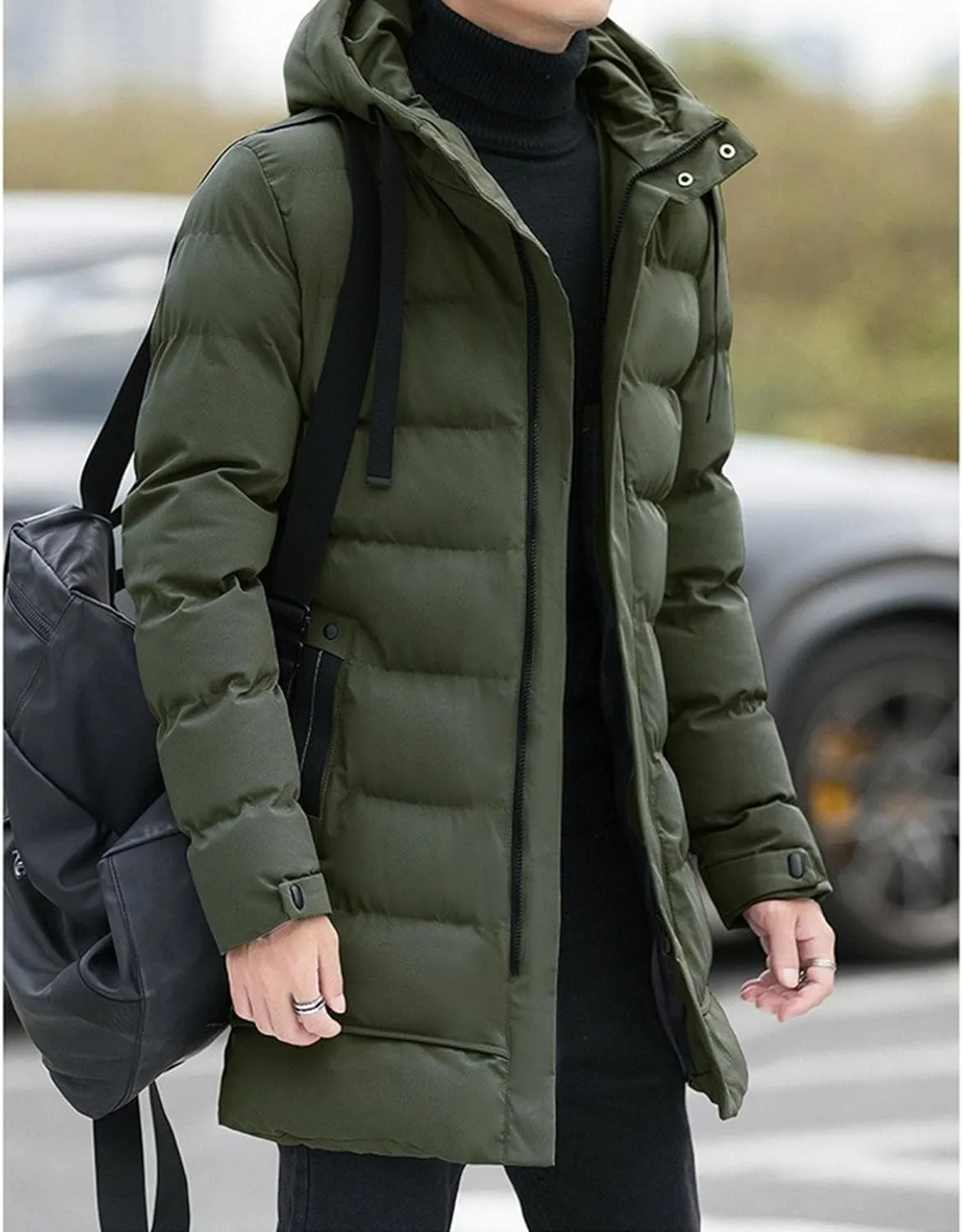 Men’s Long Winter Padded Parka Jackets Warm Windproof Down Coats Thickened Quilted Puffer Jacket Winter Outerwear