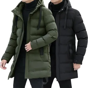 Men’s Long Winter Padded Parka Jackets Warm Windproof Down Coats Thickened Quilted Puffer Jacket Winter Outerwear