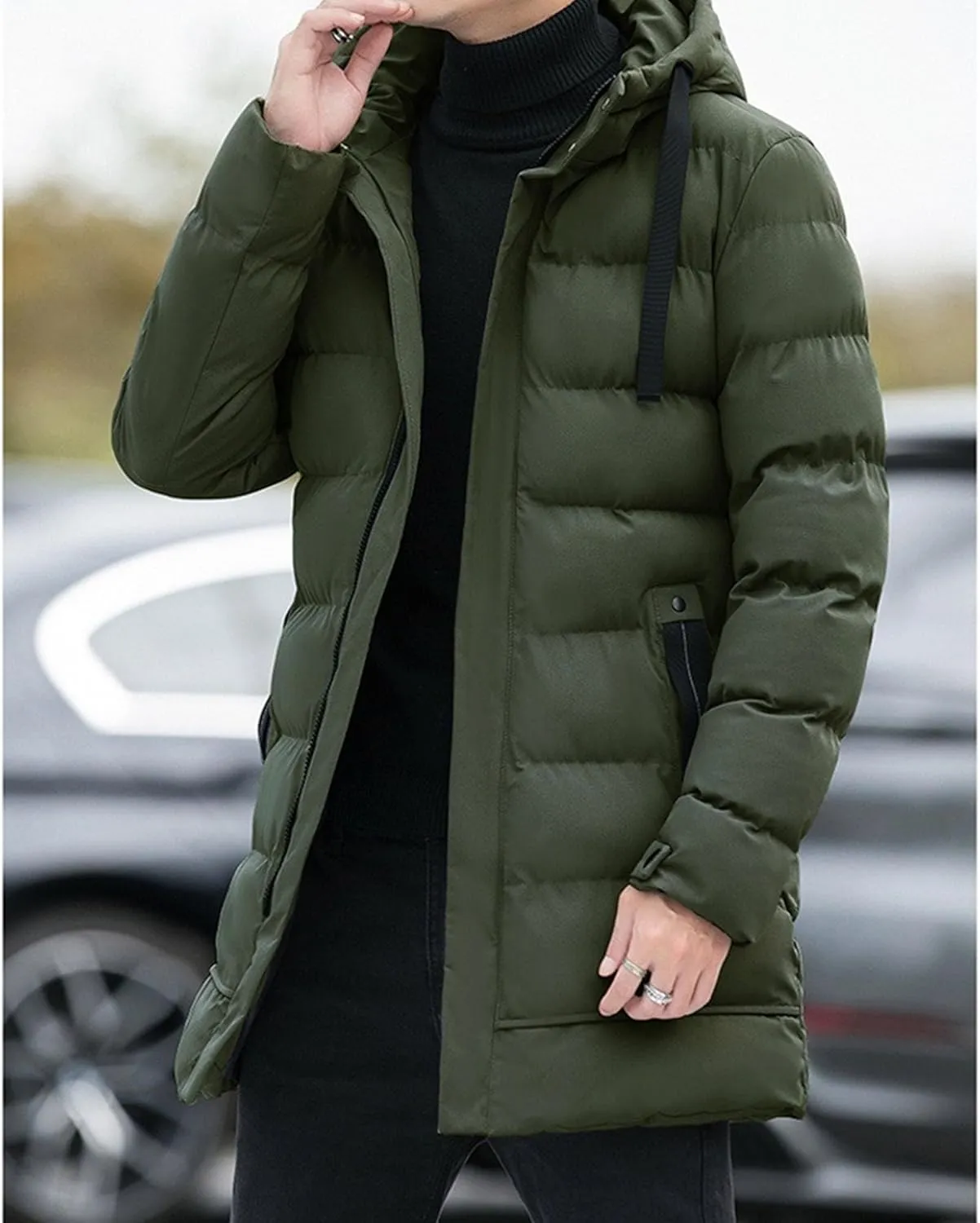 Men’s Long Winter Padded Parka Jackets Warm Windproof Down Coats Thickened Quilted Puffer Jacket Winter Outerwear