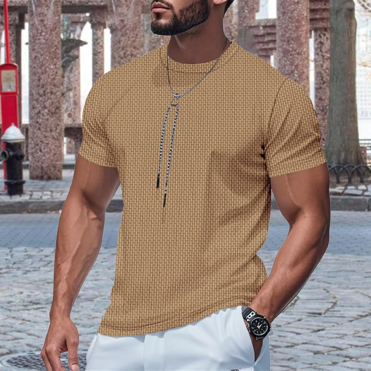 Men's Muscle T-Shirts Stretch Slim Short Sleeve Bodybuilding Gym Tees Thin Breathable Quick Dry Athletic Hipster Shirt