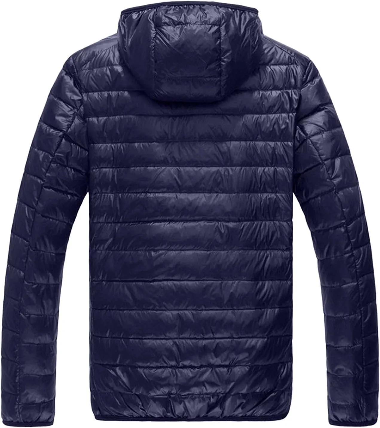 Mens Packable Hoodies Down Puffer Jacket Zip Up Lightweight Winter Puffy Coats for Outdoors Snow Ski Hiking Travel