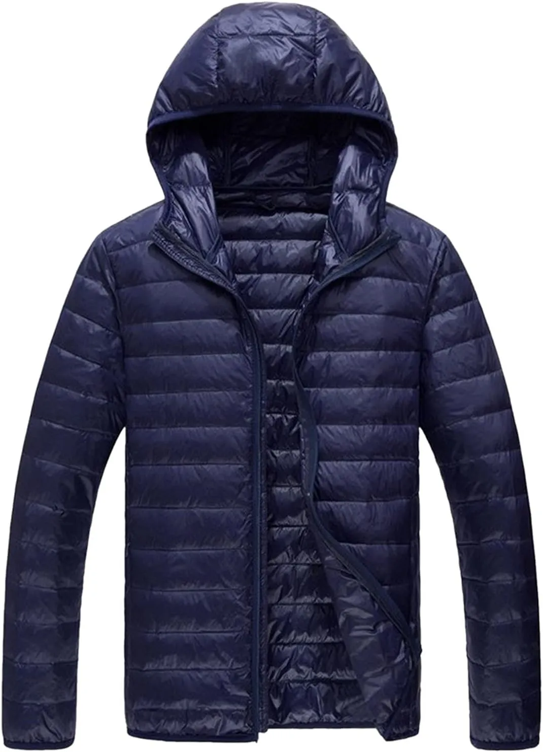 Mens Packable Hoodies Down Puffer Jacket Zip Up Lightweight Winter Puffy Coats for Outdoors Snow Ski Hiking Travel