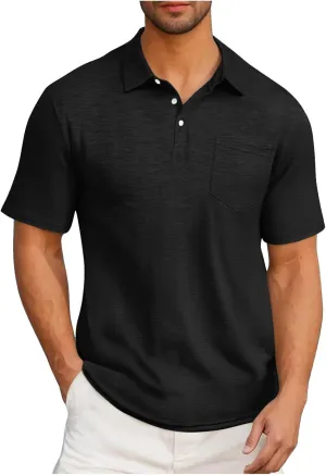 Mens Pique Polo Shirts Quick Dry Short Sleeve Golf T Shirt Summer Casual Thin Moisture Wicking Workout Athletic Tops