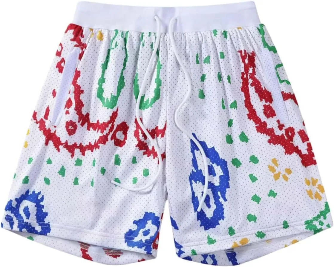 Men's Quick Dry Athletic Shorts Running Casual Mesh Stretch Activewear with Pockets Elastic Tech Graphic for Summer Sports