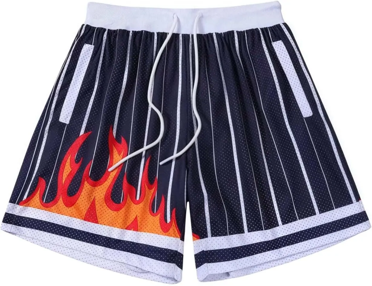 Men's Quick Dry Athletic Shorts Running Casual Mesh Stretch Activewear with Pockets Elastic Tech Graphic for Summer Sports