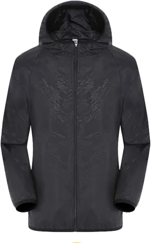Mens Rain Jackets Waterproof with Hood Long Sleeve Outdoor Hiking Cycling Hooded Lightweight Windbreaker Jackets