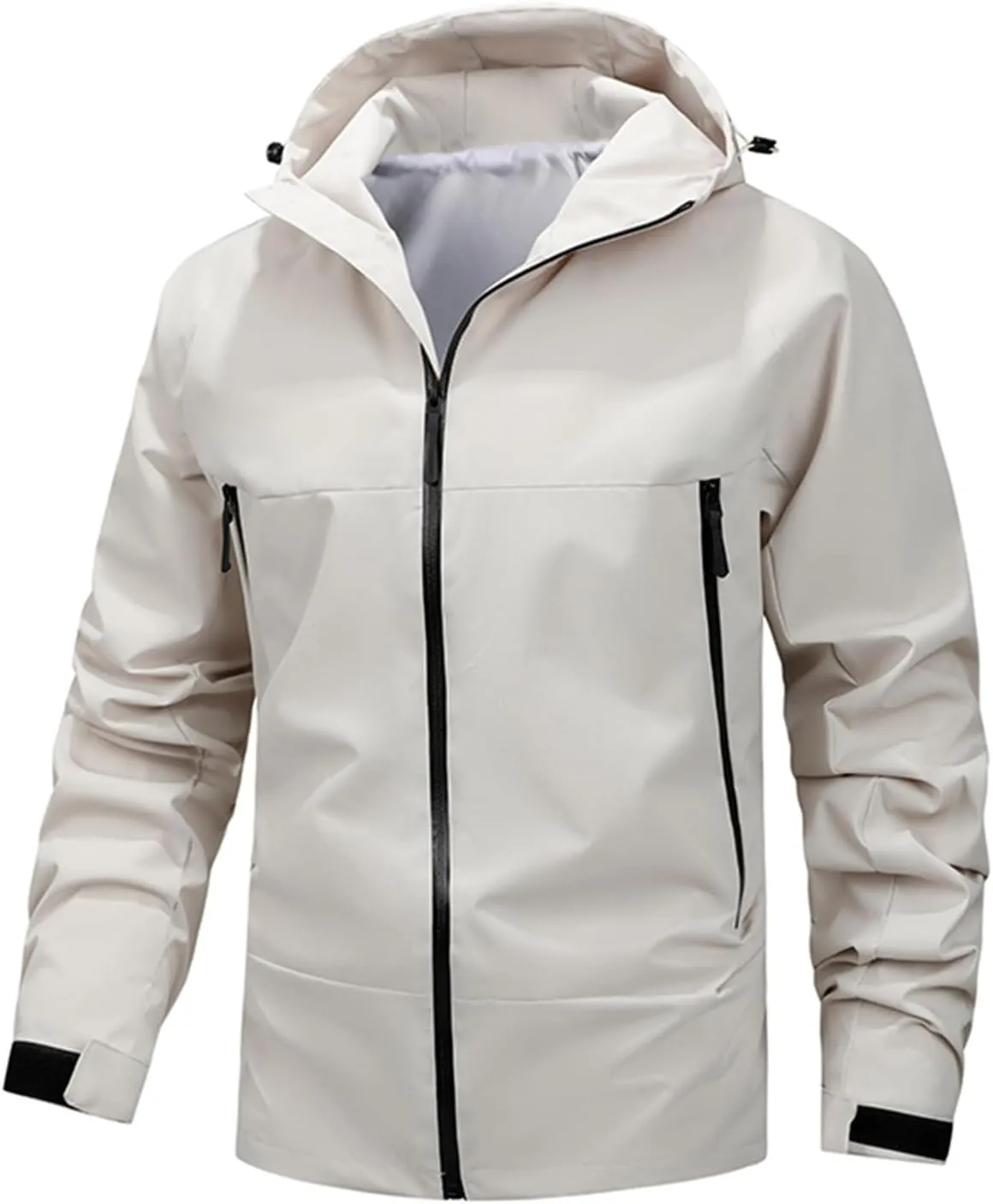Mens Rain Jackets Waterproof with Hood Outdoor Hiking Raincoats Lightweight Slim Fit Softshell Windbreakers Jackets