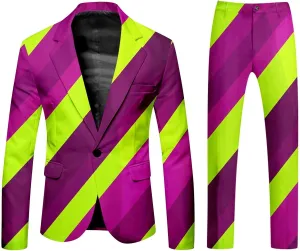 Men's Slim Fit 3 Piece Suit Button Down Color Block Notch Lapel Party Tuxedo Suits Blazer Jacket Vests Pants