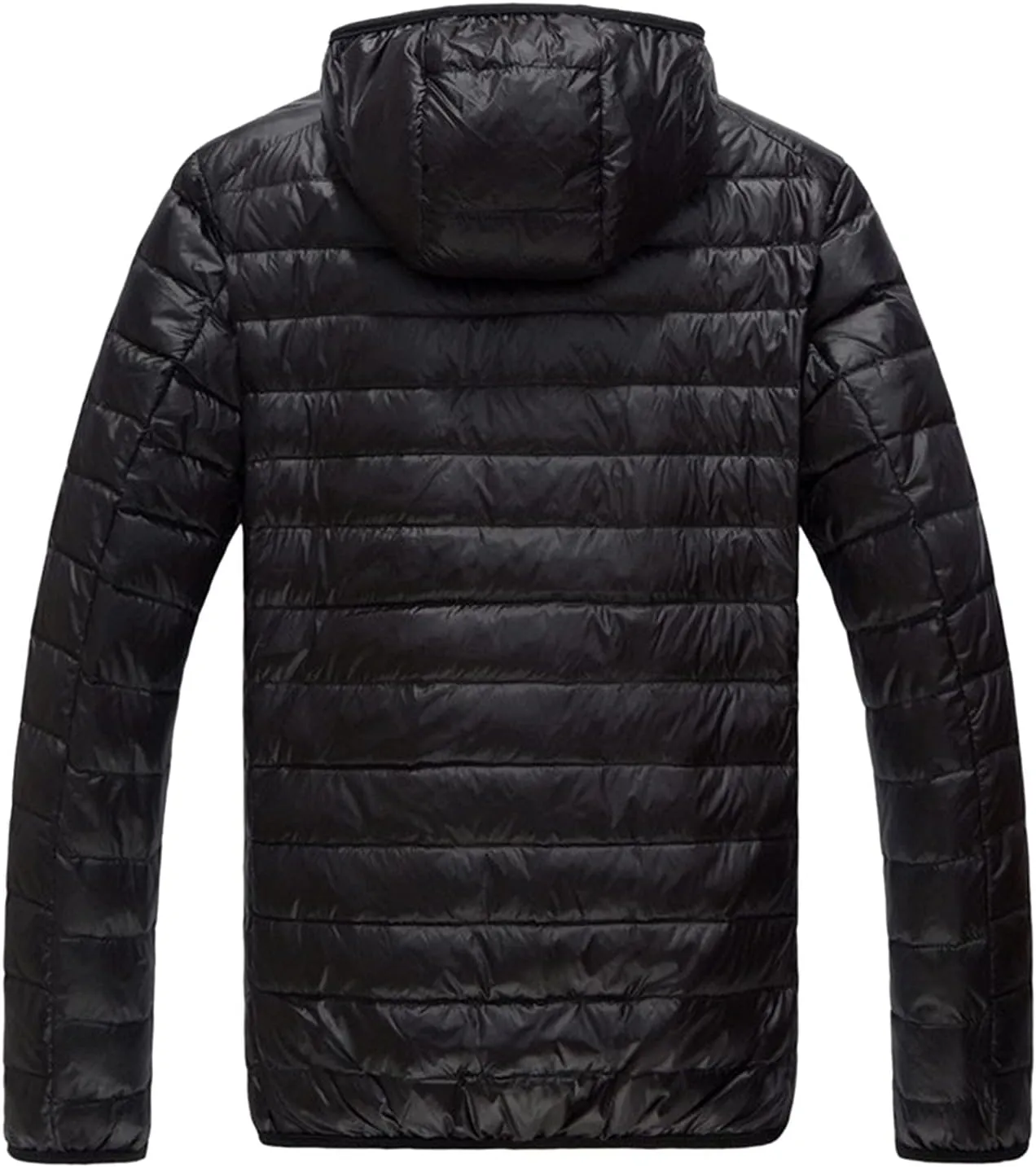 Mens Winter Jacket with Hood Quilted Puffer Jacket Full Zip Warm Thick Coats Cold Weather Work Outerwear Down Jacket