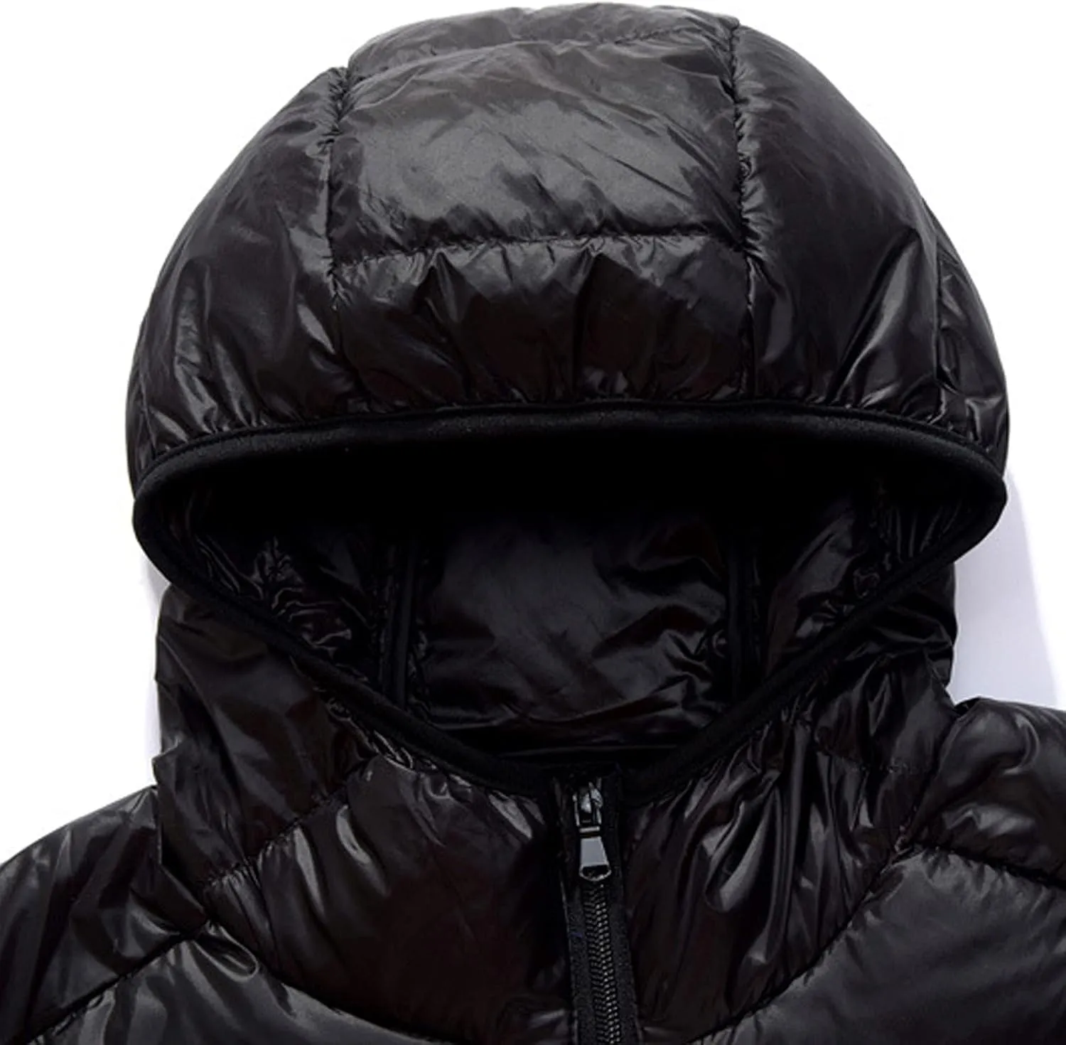 Mens Winter Jacket with Hood Quilted Puffer Jacket Full Zip Warm Thick Coats Cold Weather Work Outerwear Down Jacket