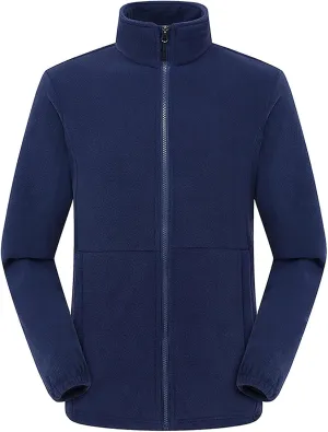 Mens Winter Outdoor Jackets Casual Windproof Thickened Polar Fleece Jacket Full Zip Stand Collar Thermal Sport Coats