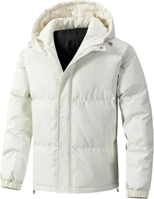 Mens Winter Puffer Jackets Warm Down Coats Zip Up Hoodies Padded Quilted Jacket Puffy Parka Overcoats Thick Outerwear