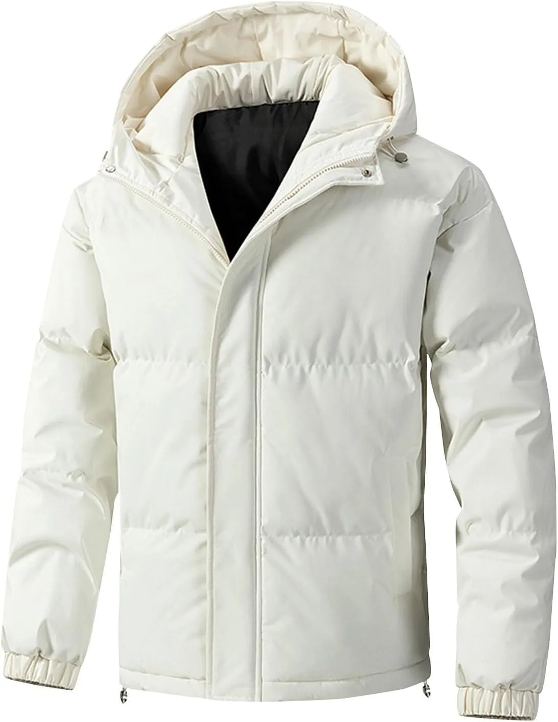 Mens Winter Puffer Jackets Warm Down Coats Zip Up Hoodies Padded Quilted Jacket Puffy Parka Overcoats Thick Outerwear