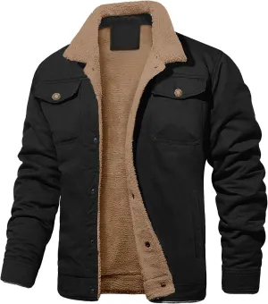 Mens Winter Wool Jackets Casual Polar Fleece Stand Collar Full Zip Jacket Oversized Thermal Windproof Outdoor Sport Coats