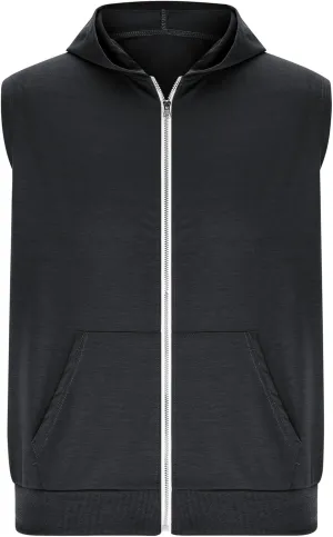 Mens Workout Hooded Tank Tops Trendy Zip Up Bodybuilding Fitness Muscle T Shirt Summer Sleeveless Gym Workout Hoodie