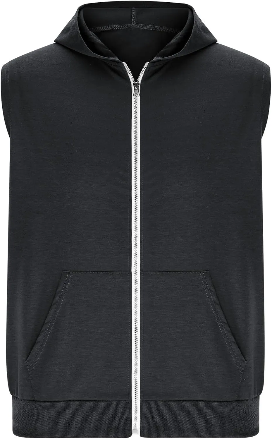 Mens Workout Hooded Tank Tops Trendy Zip Up Bodybuilding Fitness Muscle T Shirt Summer Sleeveless Gym Workout Hoodie