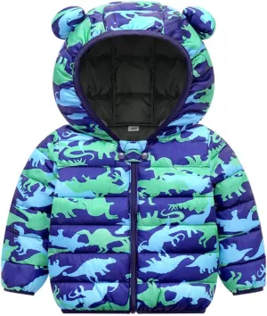 Mmoneyake Winter Down Coats for Kids Baby Boys Girls Lightweight Puffer Padded Jacket with Bear Hoods Warm Infant Outerwear