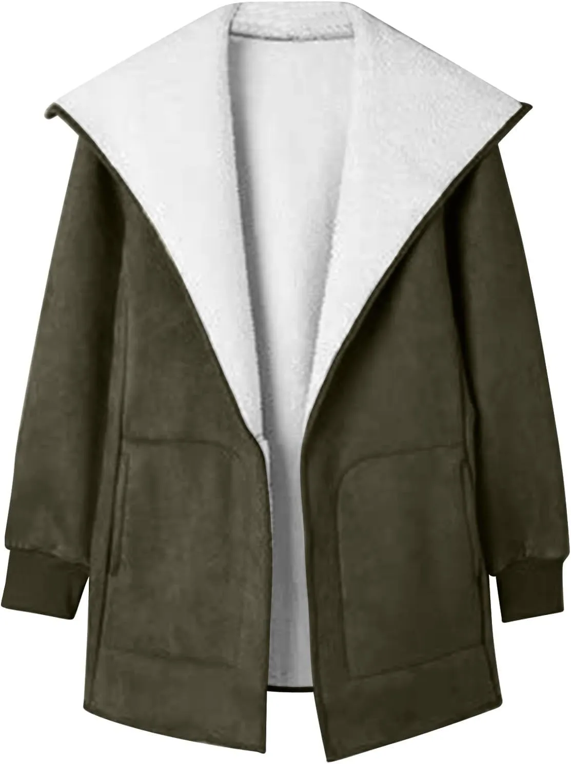 NATHGAM women Sherpa Lined Coat Outwear Winter Thick Warm bomber Jacket fashion lapel Faux Suede Leather Biker Motor Overcoat