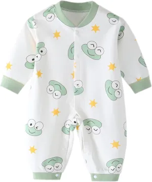 Newborn Infant Baby Boys Girls Bodysuit Jumpsuits with Button Long Sleeve Cotton Rompers Overall