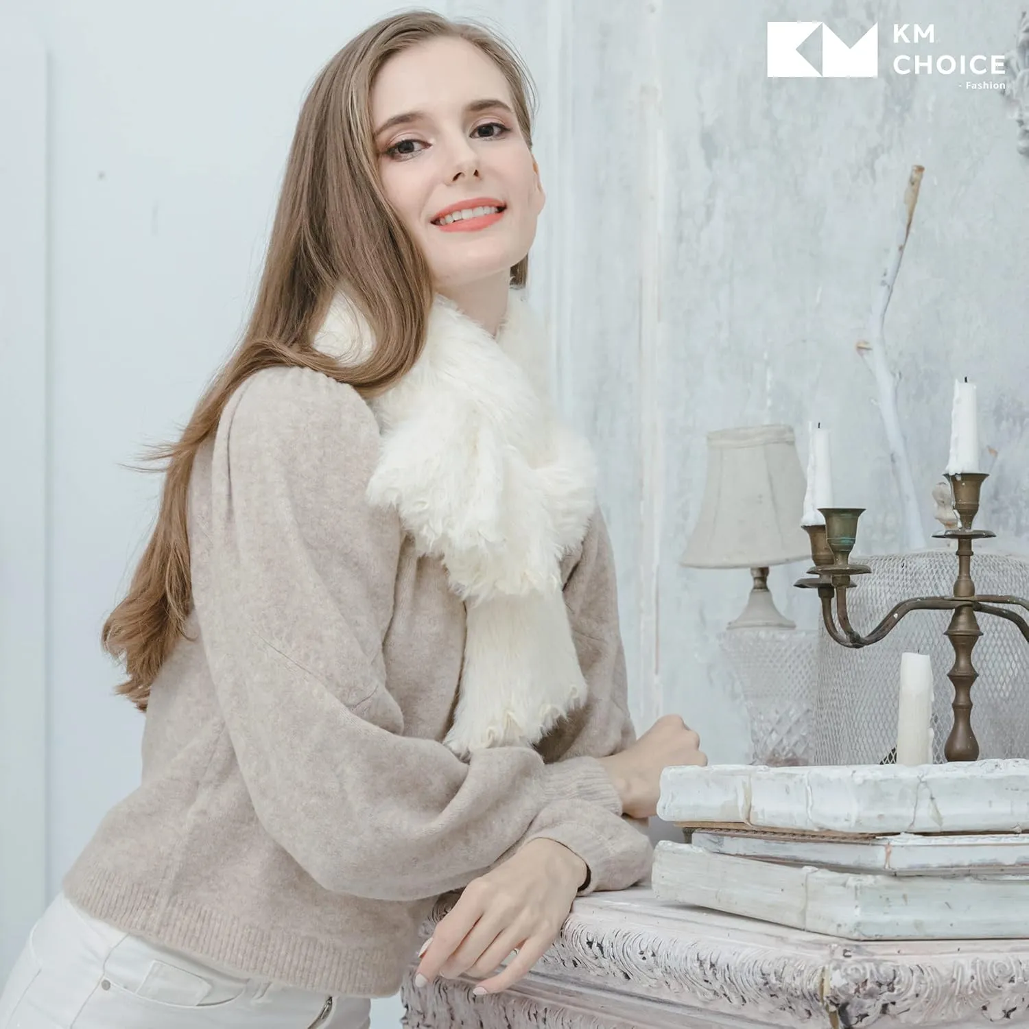 ONE Scarf: Faux Fur Infinity Scarfs or Shawl Wraps for Women Winter Warm, Soft & Fluffy Scarf in Gift Box