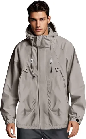 Outdoor Rain Coat for Men - Breathable Waterproof Jacket with Hood