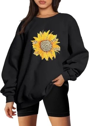 Oversized Sweatshirt for Women Crewneck Pullover Print Graphic Y2k Long Sleeve Top Fleece Jersey E-Girl Drop Shoulder Grunge
