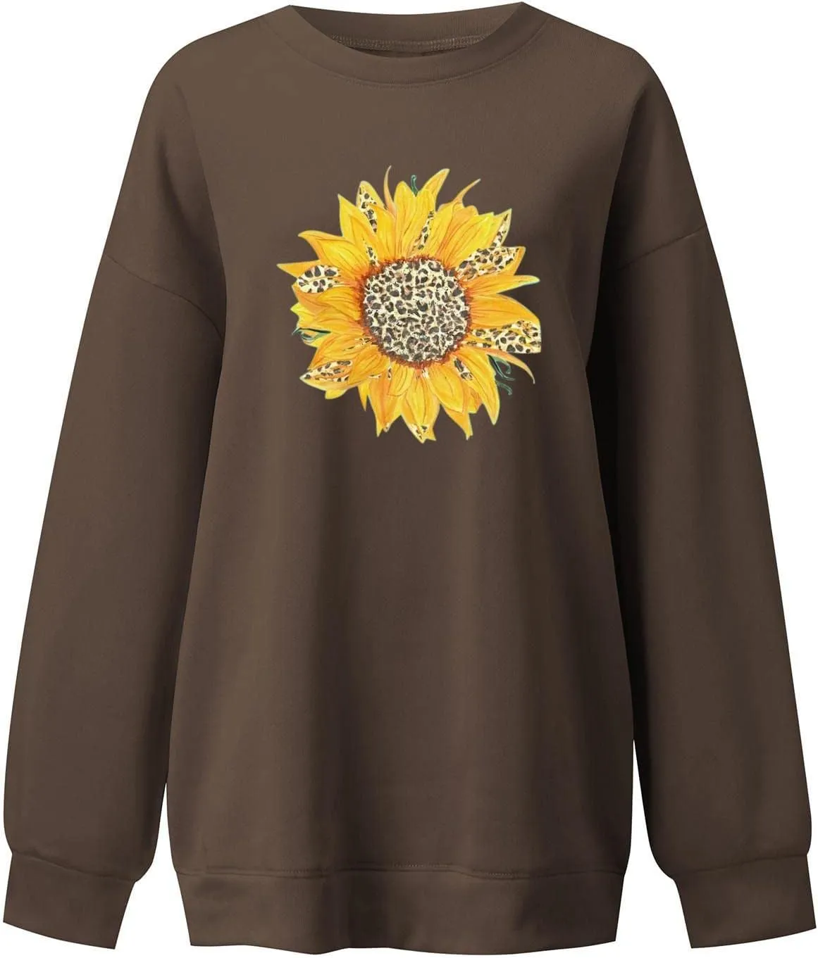 Oversized Sweatshirt for Women Crewneck Pullover Print Graphic Y2k Long Sleeve Top Fleece Jersey E-Girl Drop Shoulder Grunge