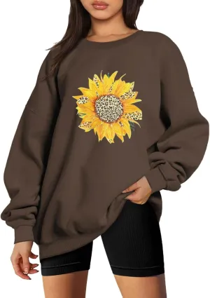 Oversized Sweatshirt for Women Crewneck Pullover Print Graphic Y2k Long Sleeve Top Fleece Jersey E-Girl Drop Shoulder Grunge