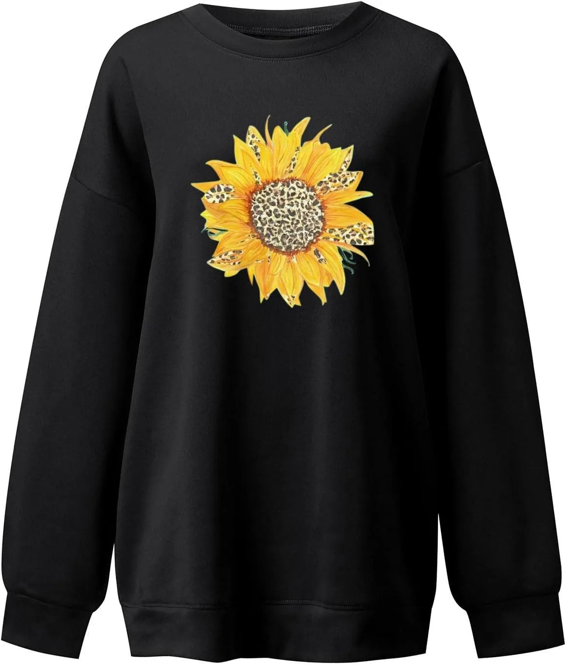 Oversized Sweatshirt for Women Crewneck Pullover Print Graphic Y2k Long Sleeve Top Fleece Jersey E-Girl Drop Shoulder Grunge