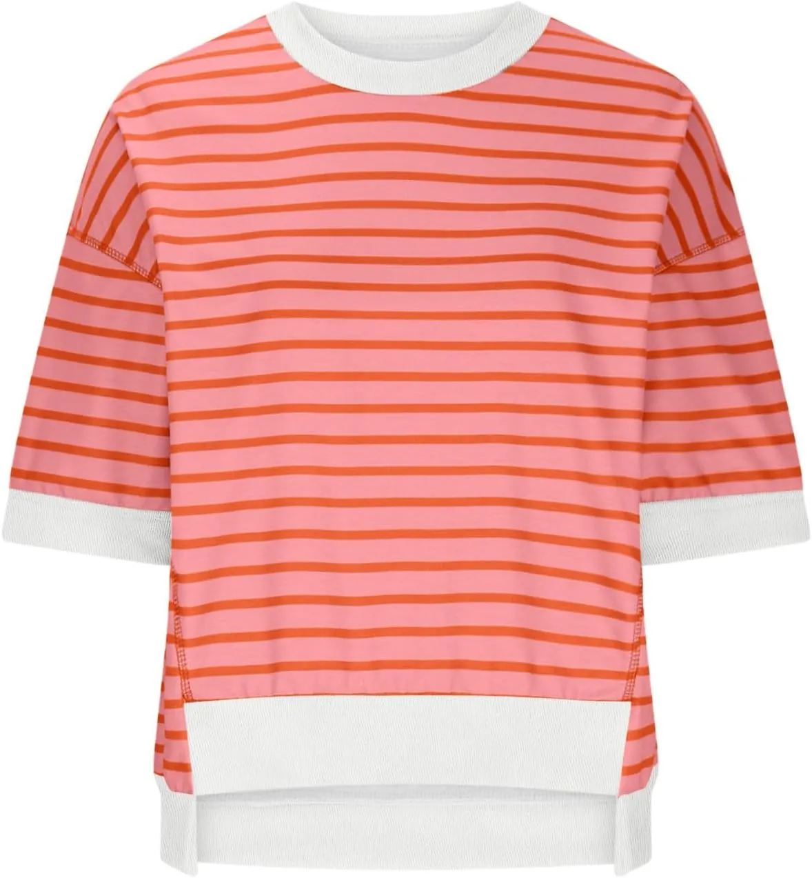 Oversized Tshirts for Women Casual Half Sleeve Summer Tops Workout Striped Shirt Loose Fit Crewneck Sweatshirt
