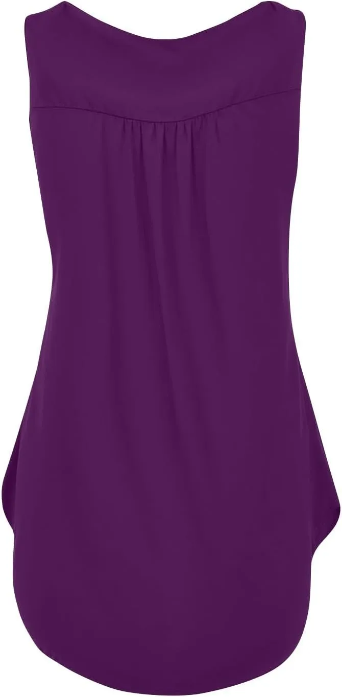 Palaver Womens Tank Tops 2025 Summer Sleeveless Button Down Henley Shirts Loose Fit Tunic Tops to Wear with Leggings