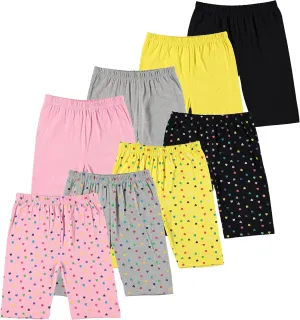 Pink Angel Kids Girls Cotton Spandex Bike Shorts, Solid Plain Sports Activewear Dance Bottoms - 8 Pack, Assorted Colors