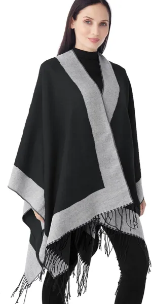 Poncho Shawl Wraps for Women, Women's Soft Warm Ponchos Sweaters Open Front Travel Poncho Cape for fall winter Spring